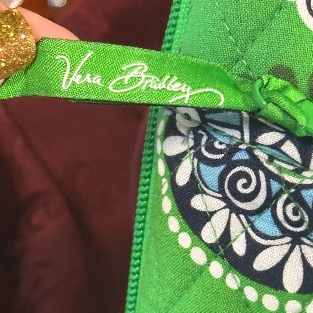 Vera Bradley Laptop Bag Cupcake Green Retired Cottagecore Polka Dots Mandela - Picture 3 of 16